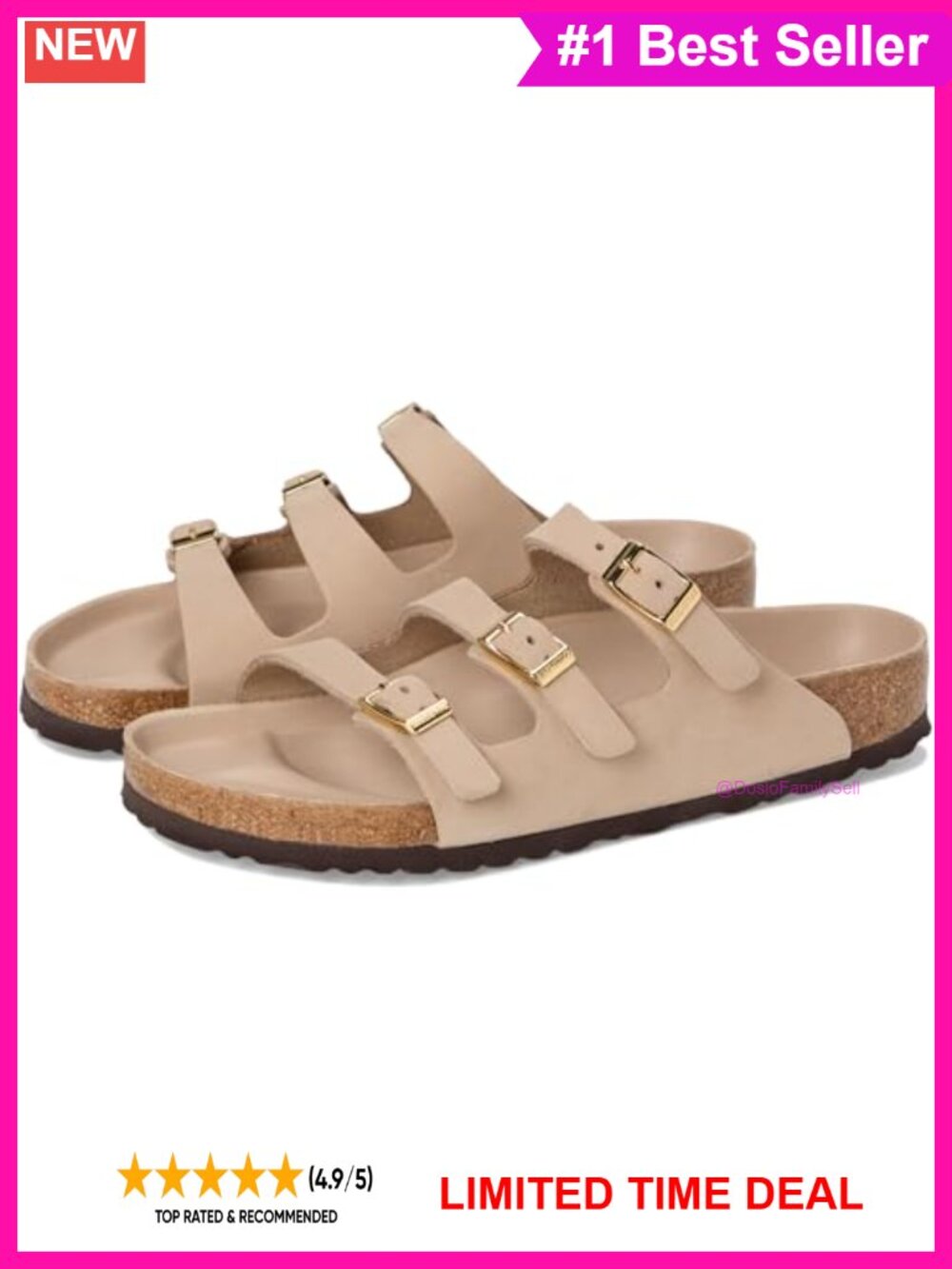 Birkenstock Florida Nubuck Slide Sandal with Cork-Latex Footbed and Adjustable